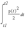 int(p(t)^2/2,t = t1 .. t2)